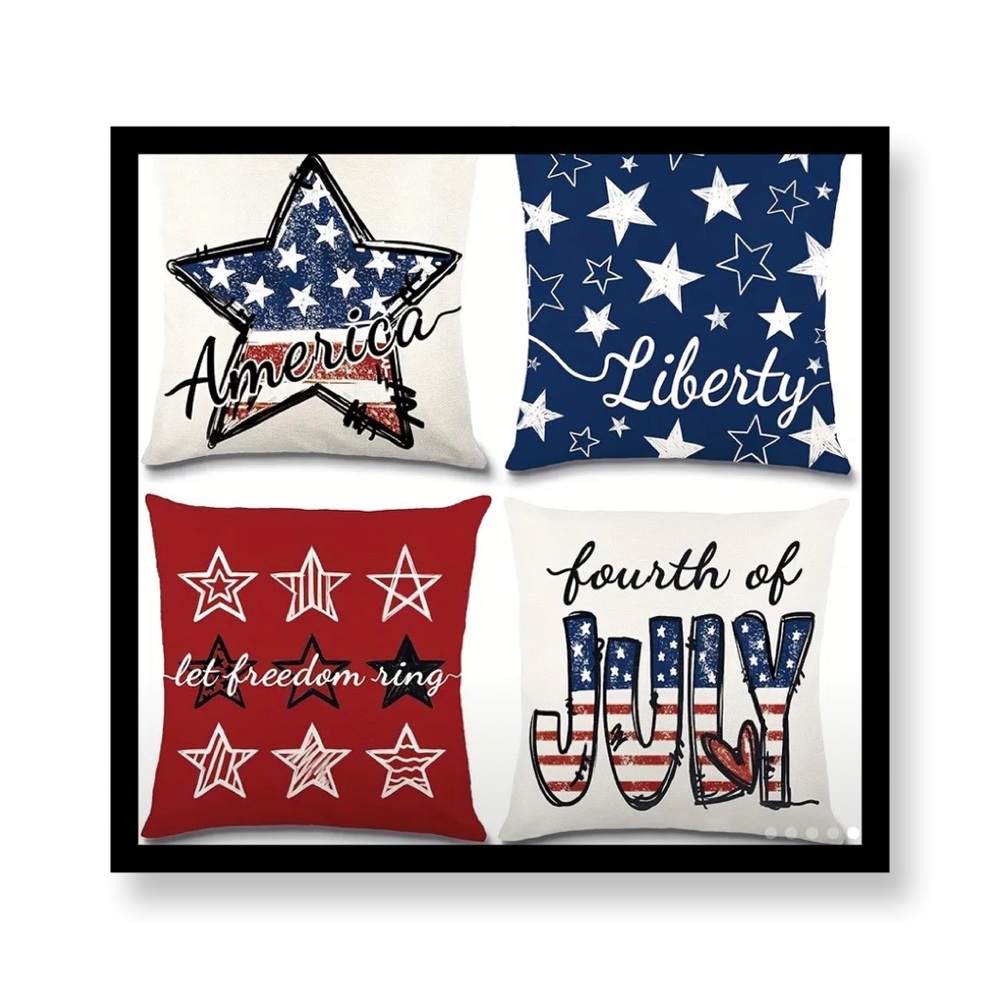 Patriotic Star and Stripes Accent Pillow Set